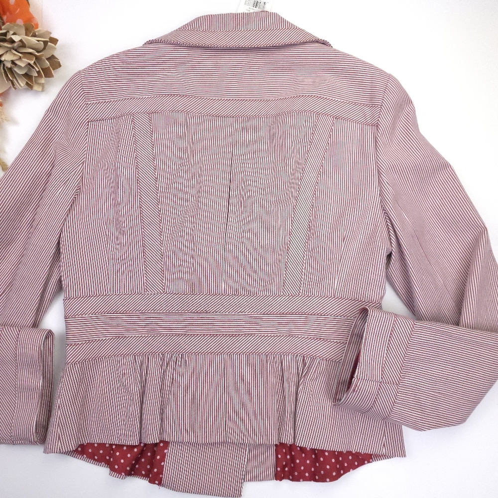 New Nanette Lepor Red Striped Double-Breasted Designer Blazer Sz 10 - Picture 10 of 12